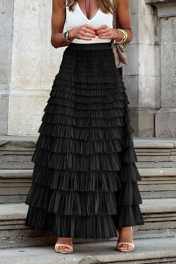 Tiered Ruffle Maxi Skirt