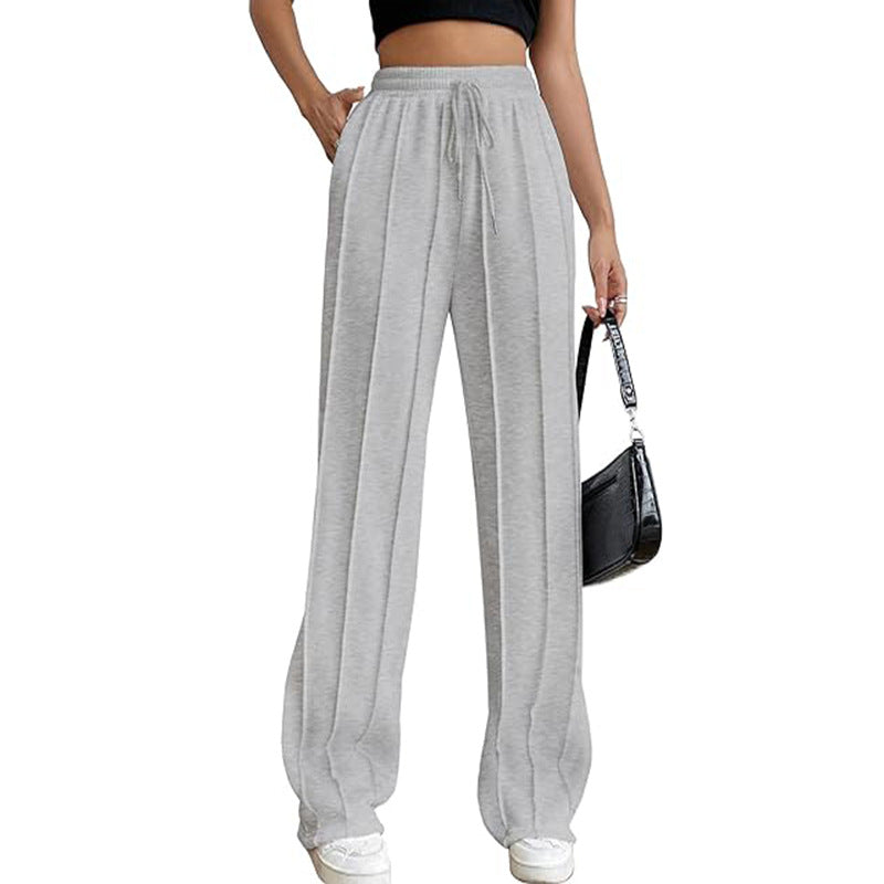 Drawstring Pleated Wide-Leg Pants