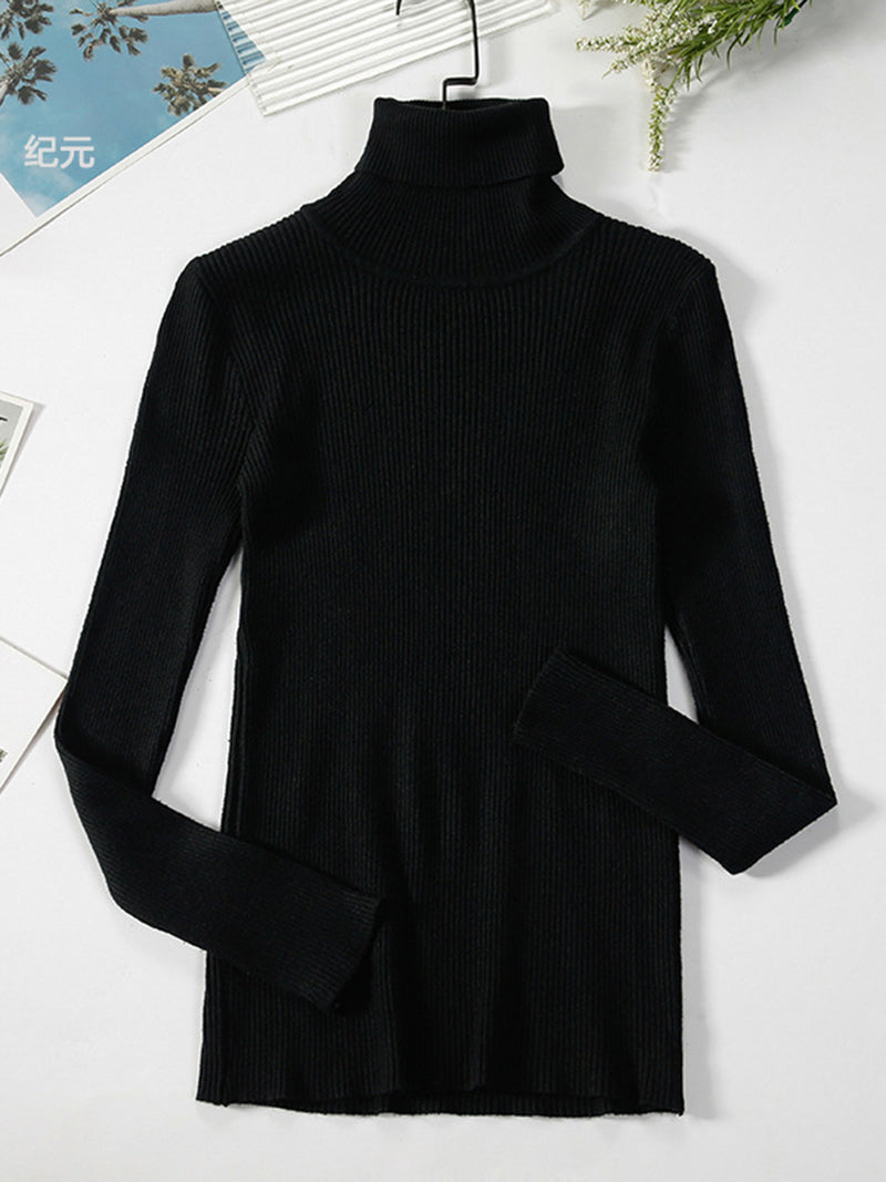 Classic Ribbed Turtleneck Top