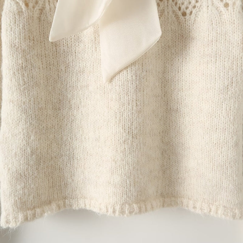 Knit Sweater with Bow Accent