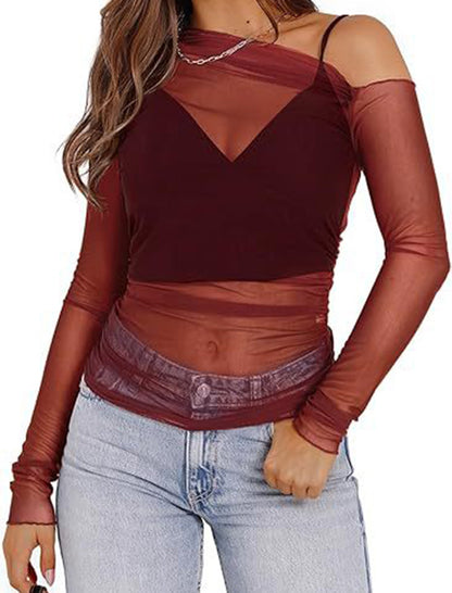 Mesh Overlay Layered Top
