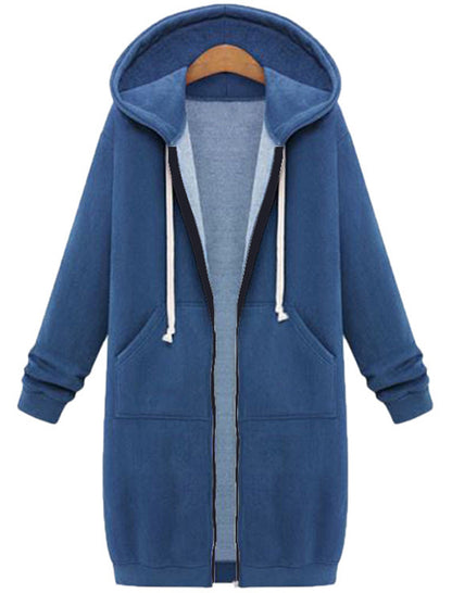 Hooded Long-Sleeve Mid-Length Coat