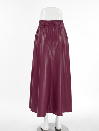 High-Waisted Midi Skirt with Elastic Waistband