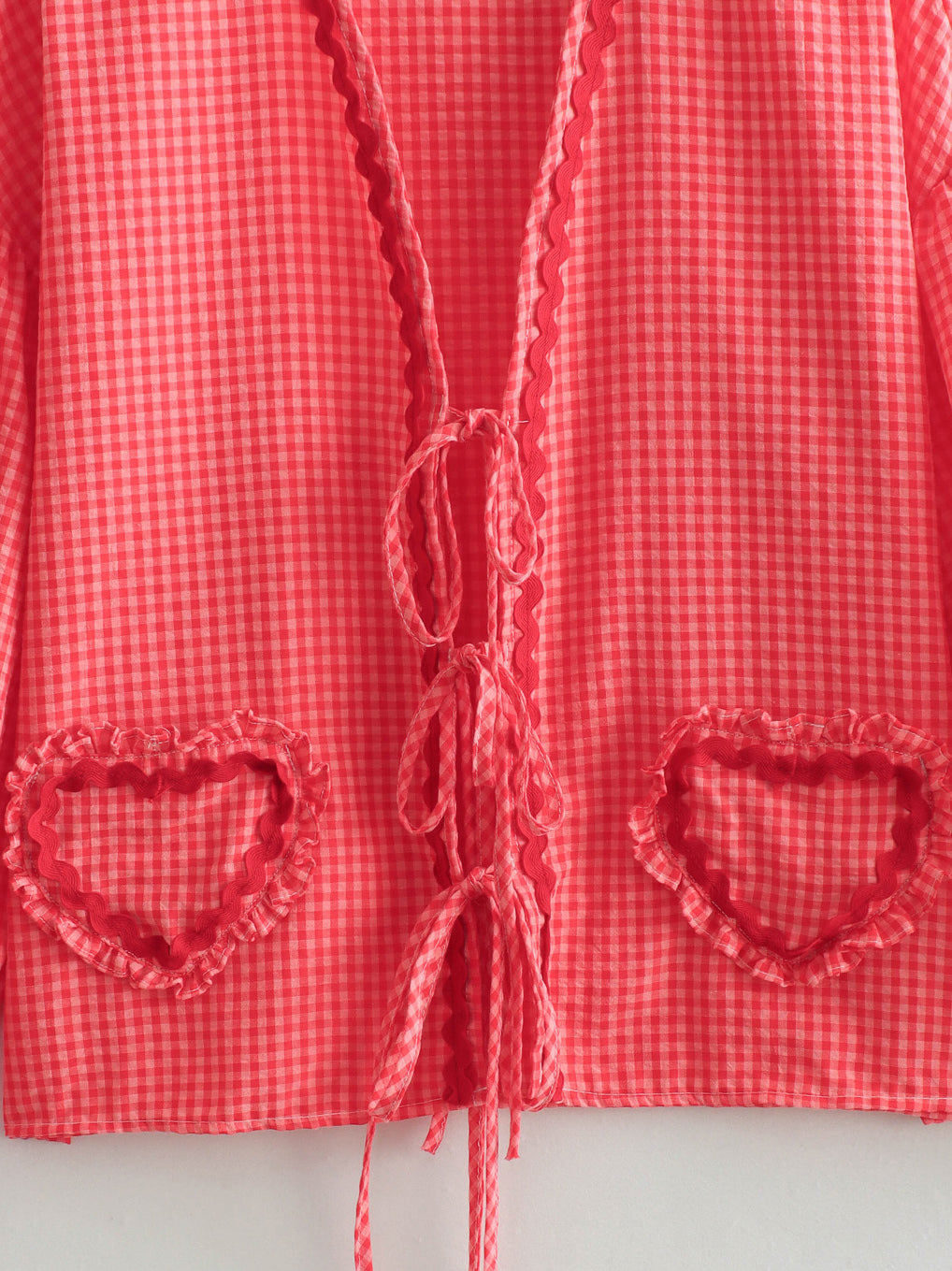 Gingham Heart Pocket Cardigan