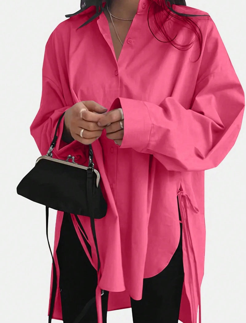 Loose Front Tie Shirt