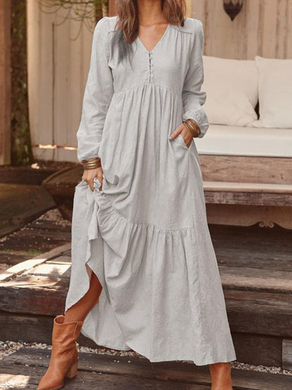 Solid Smocked Maxi Dress