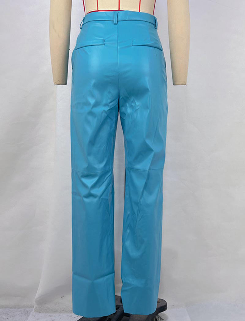 High Waist PU Leather Pants