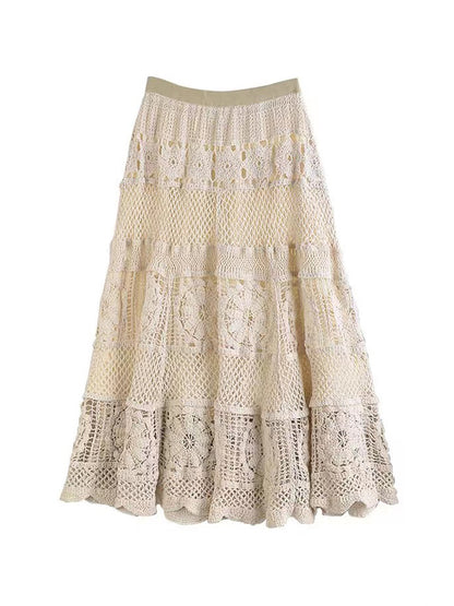 Crochet Eyelet Midi Skirt