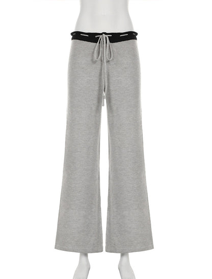 Drawstring Knit Flare Pants