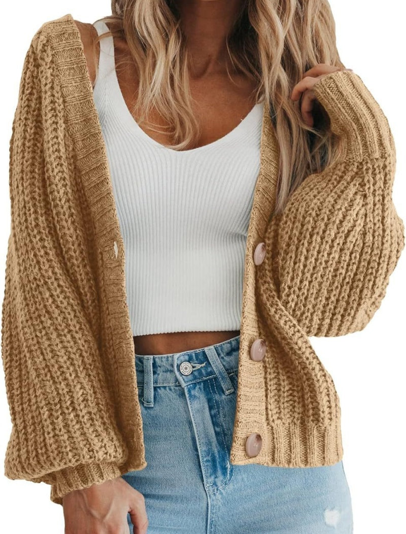 Chunky Knit Button-Up Cardigan