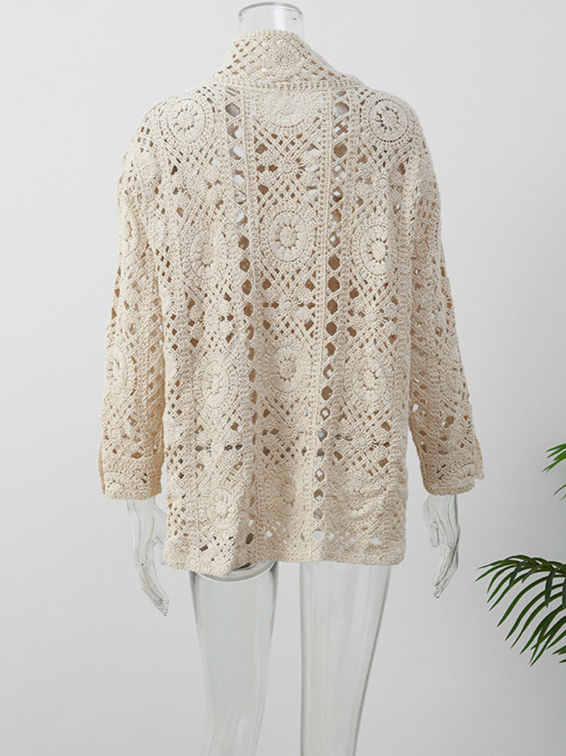 Oversized Crochet Button-Up Shirt