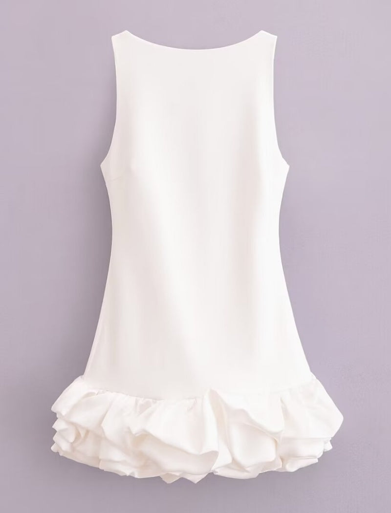 Ruffle Hem Sleeveless Mini Dress