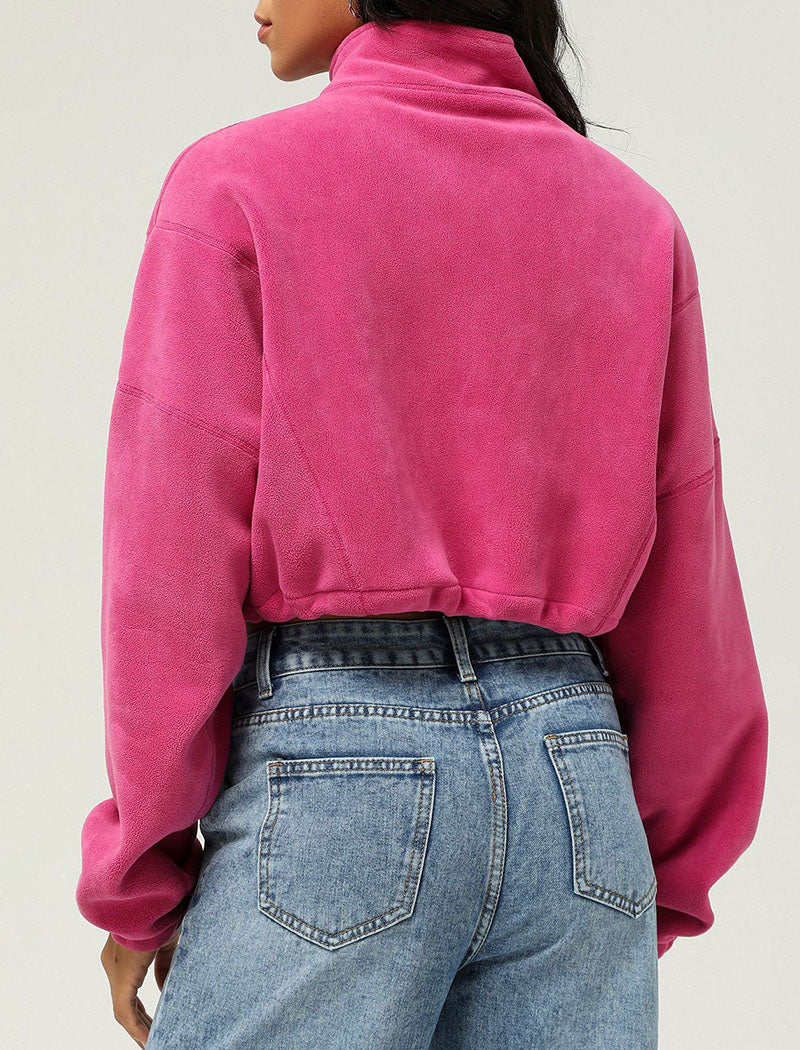 Cropped Quarter-Zip Fleece Pullover