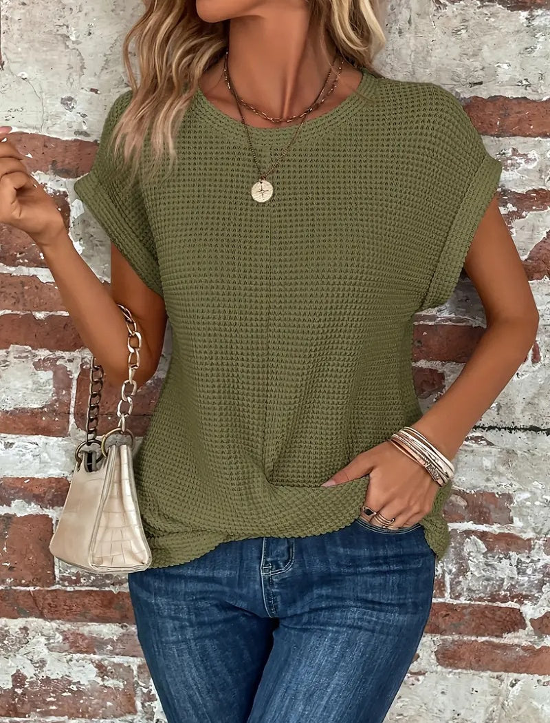 Short-Sleeve Knit Casual Top