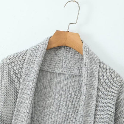 Open Front Ribbed Knit Cardigan