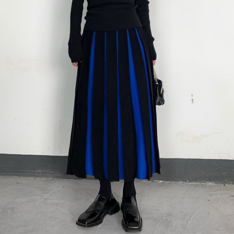 Colorblock Knit Midi Skirt