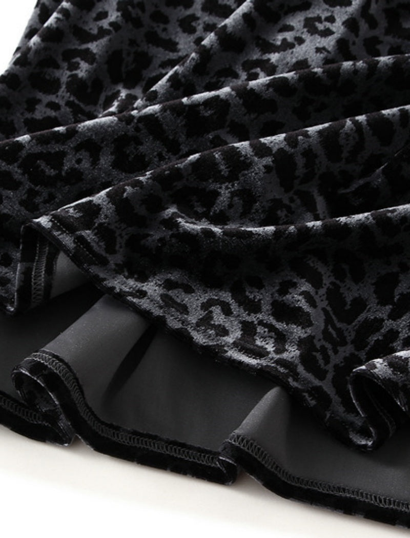 Leopard Print A-Line Midi Skirt