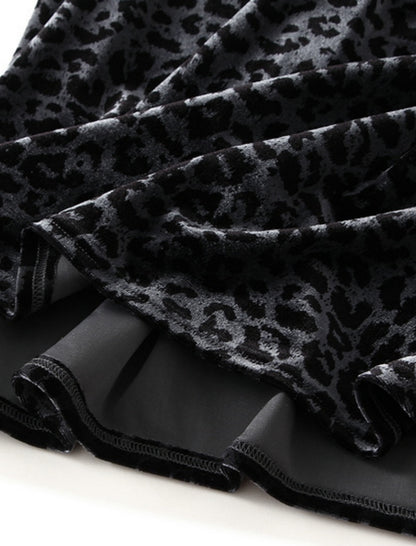Leopard Print A-Line Midi Skirt