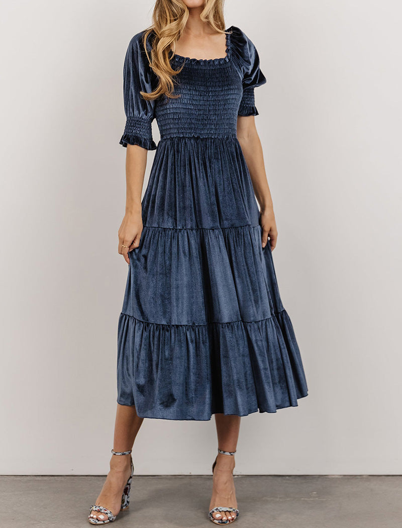 Tiered Ruffle Smocked Midi Dress