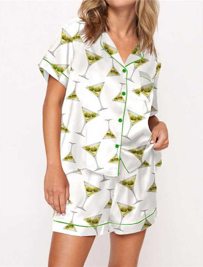 Champagne Print Short-Sleeve Pajama Set