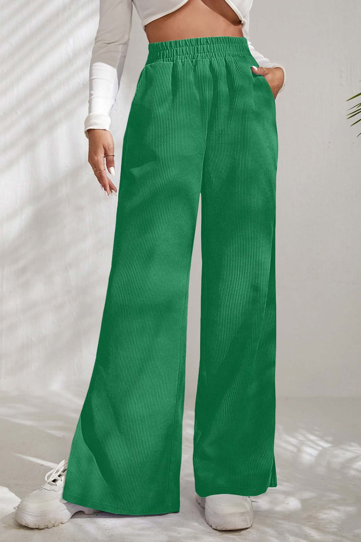 Wide-Leg High Waist Slit Pants