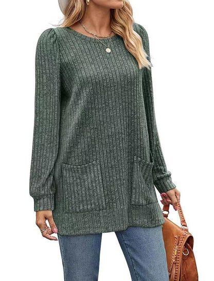 Pocket Loose-Fit Puff Sleeve Top