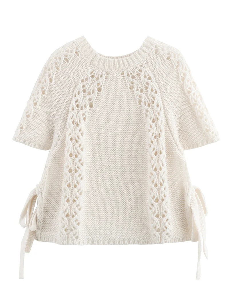 Crocheted Knit Top with Decorative Edging