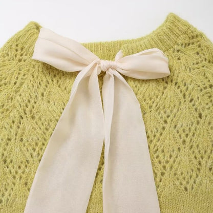 Bow Tie Accent Knit Sweater