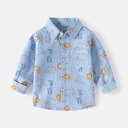 Animal Graphic Button-Up Shirt (Kids)