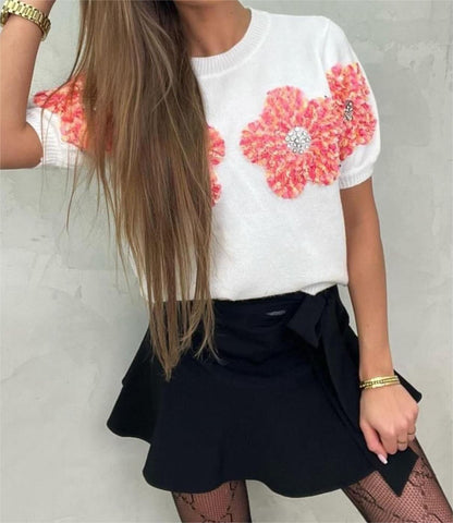 Floral Applique Knit Top