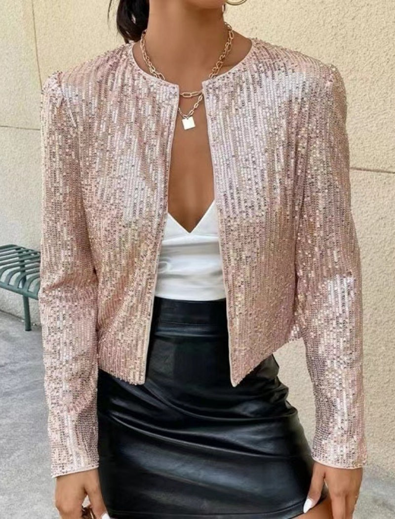 Sequin Embellished Open Jacket