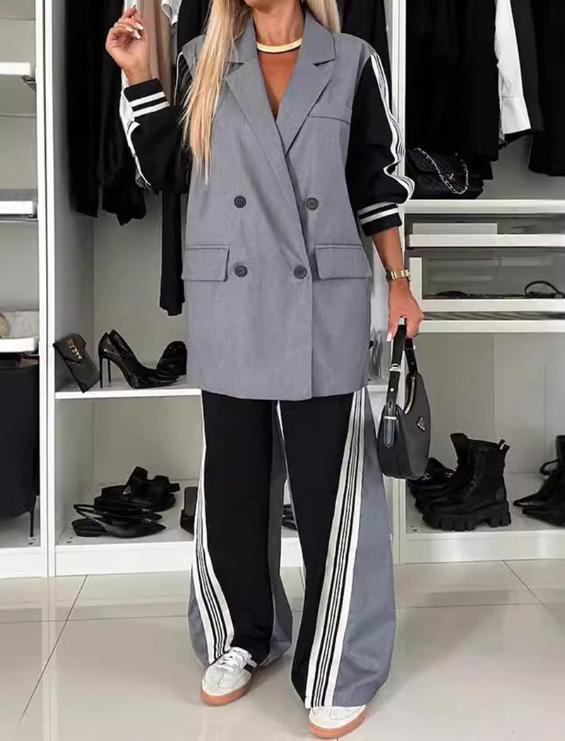 Sporty Blazer and Track Pants Set