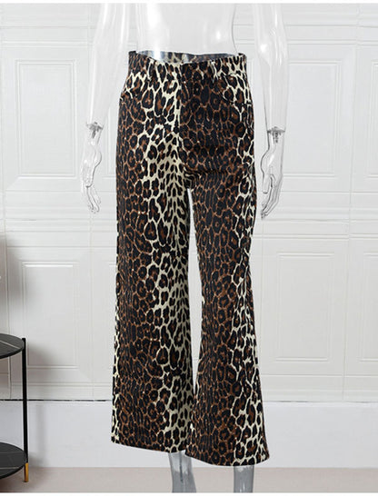 Leopard Print Wide Leg Pants