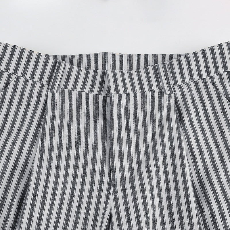 Striped Straight-Leg Casual Pants