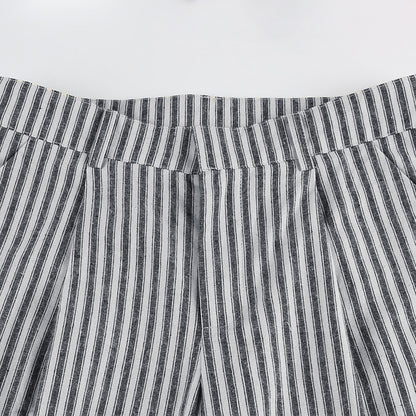 Striped Straight-Leg Casual Pants