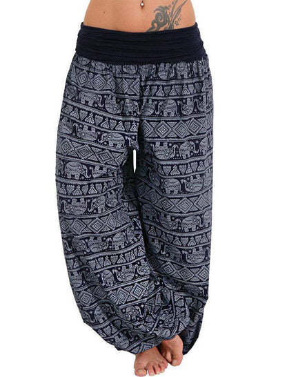 Boho Elephant Print Harem Pants