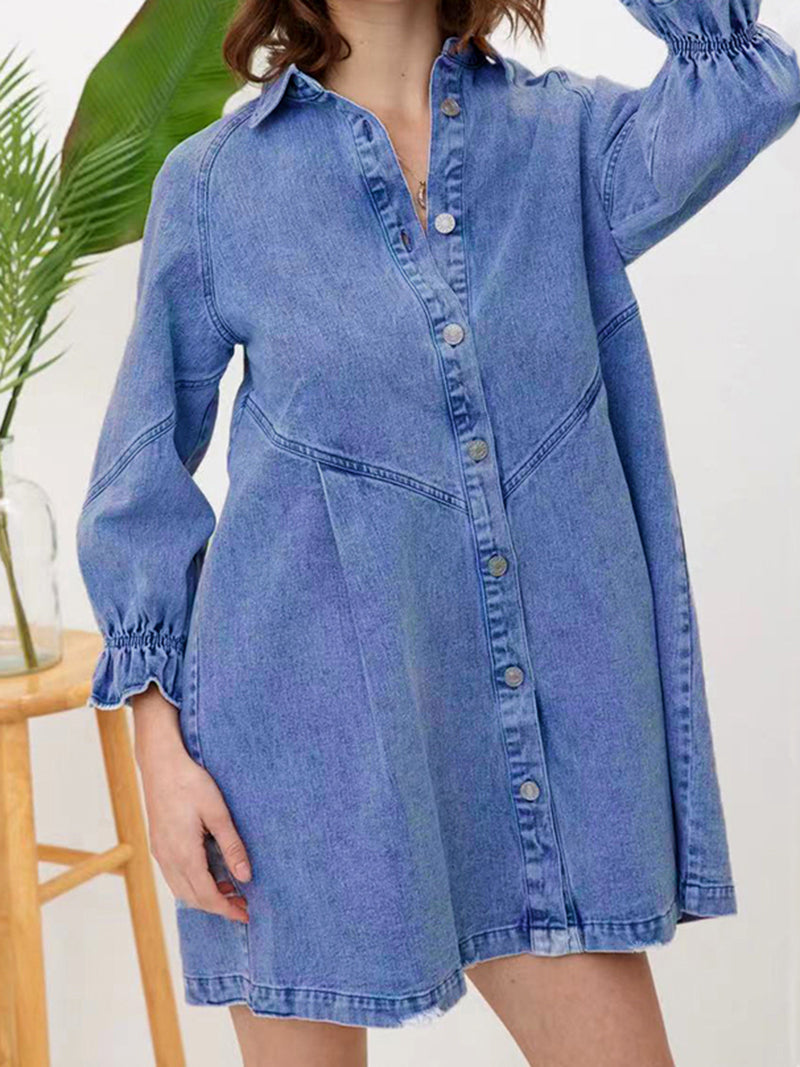 Solid Button-Up Shirt Dress