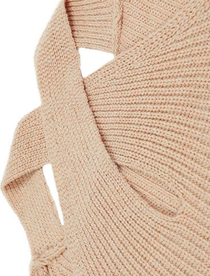 Cross-back Halter Neck Balloon Sleeve Knit Sweater