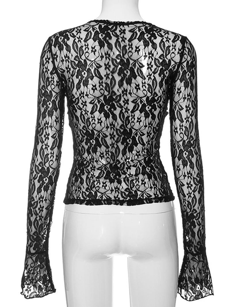 Long Sleeve Sheer Lace Top