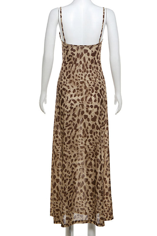 Leopard Print Maxi Cami Dress