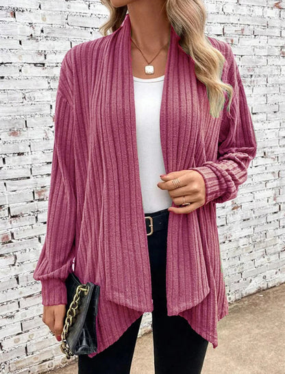 Ribbed Open-Front Cardigan