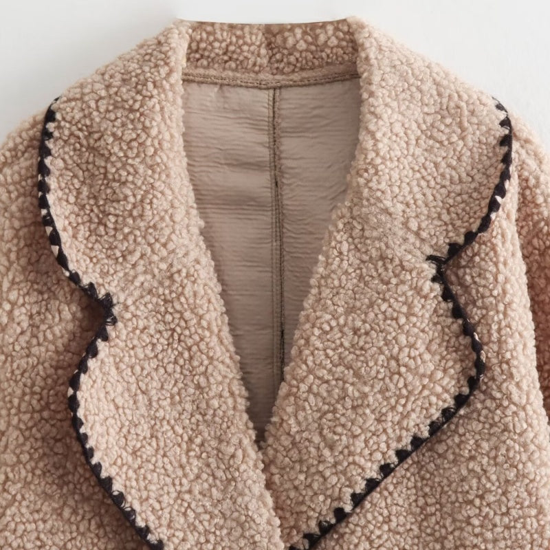 Textured Fleece Open Jacket