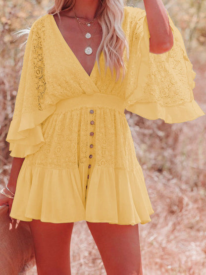 V-neck Lace Mini Dress