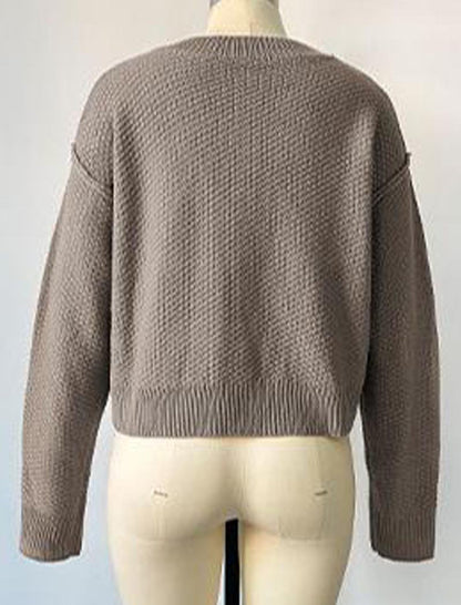 Cropped Button-Up Knit Cardigan