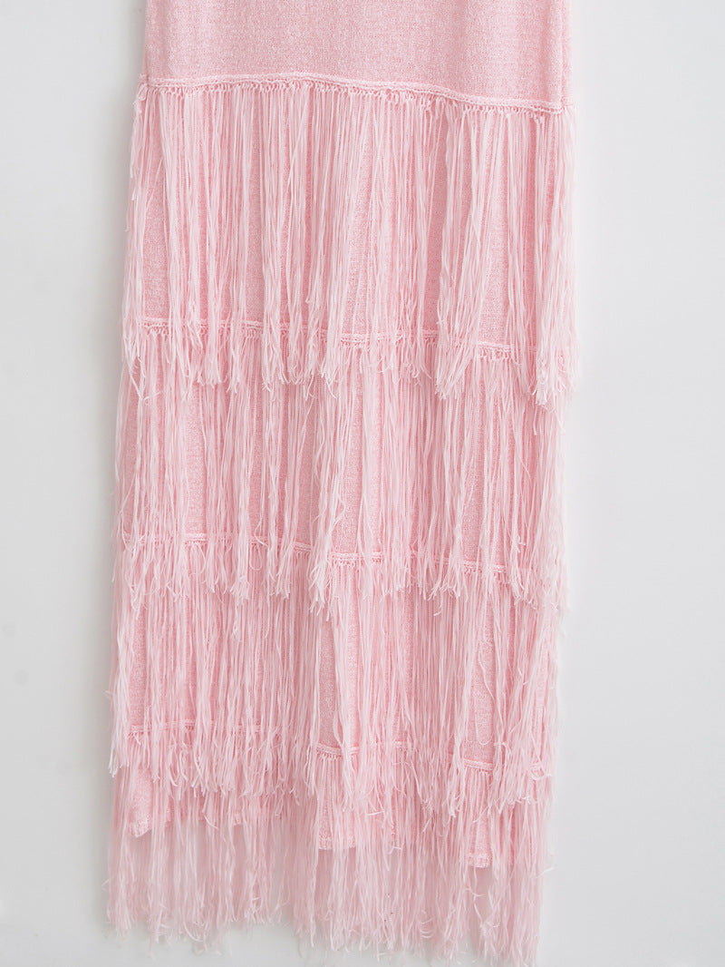 Tiered Fringe Maxi Dress