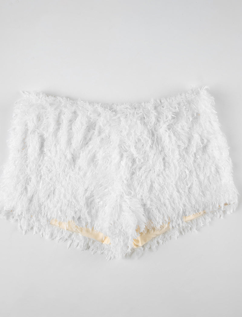 Solid Color Faux Fur Shorts