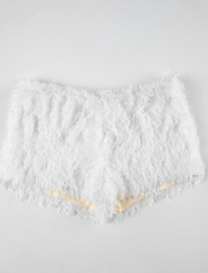 Solid Color Faux Fur Shorts