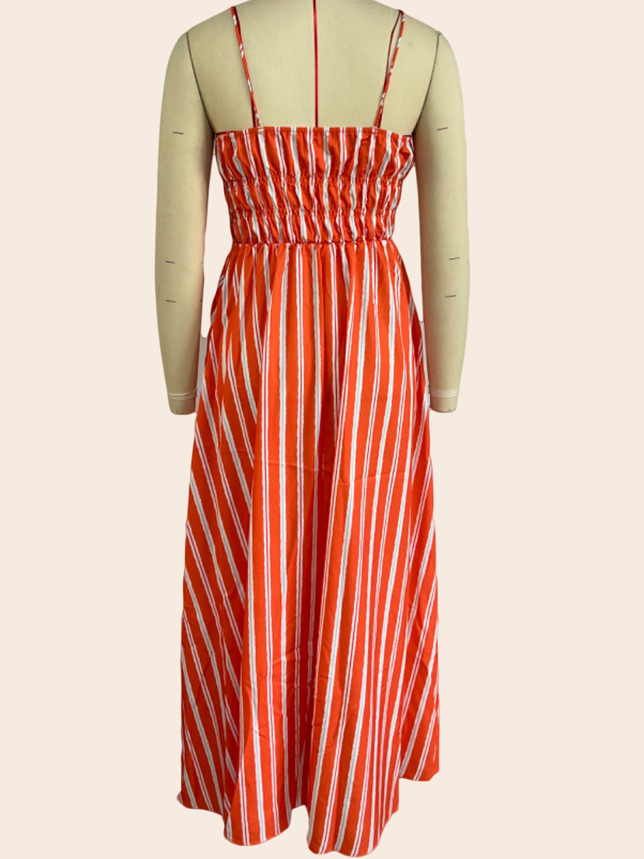 Striped Smocked Maxi Cami Dress