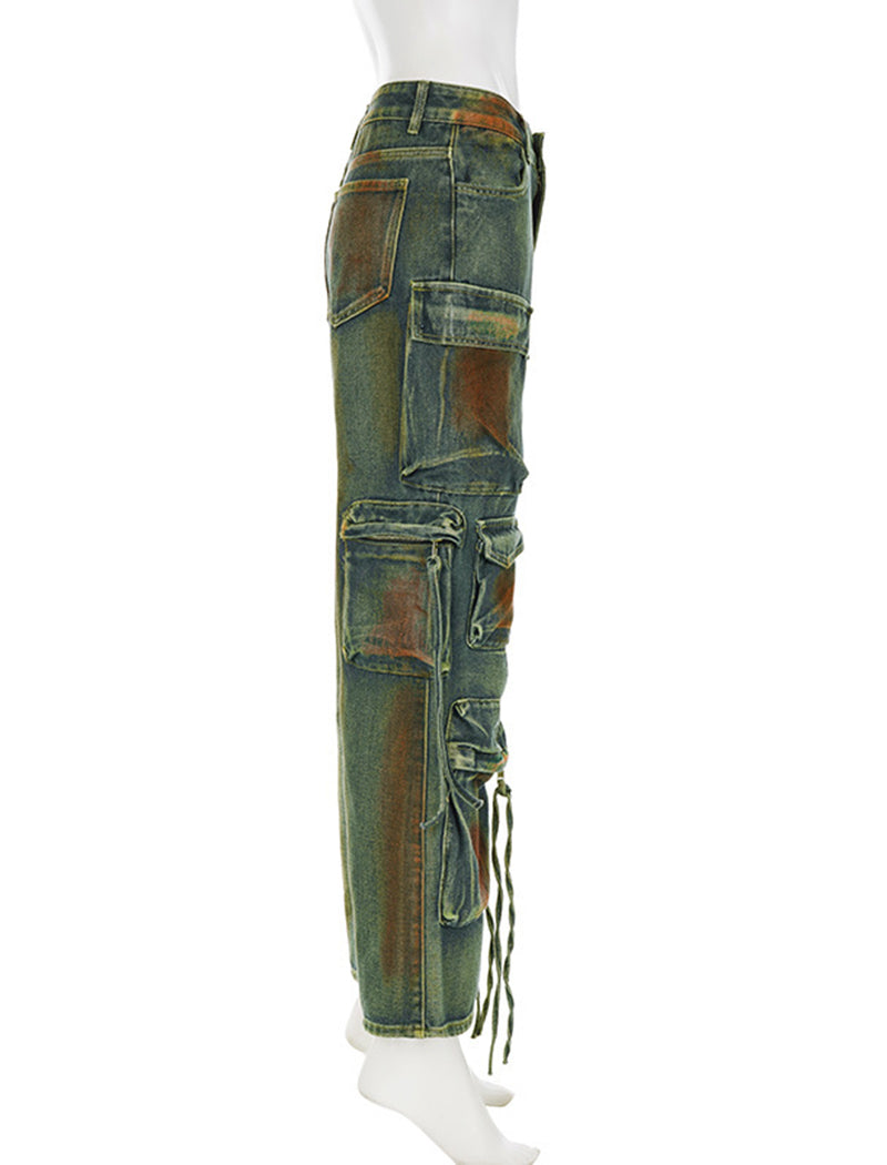 Loose-Fit Cargo Denim Pants