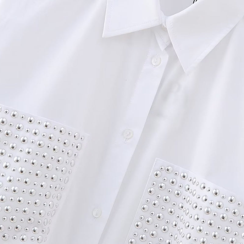 Studded Pocket Button-Up Shirt